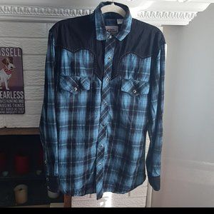 Women's Riley & McCormick Western Cowgirl Oxford Button down Plaid Shirt Size M